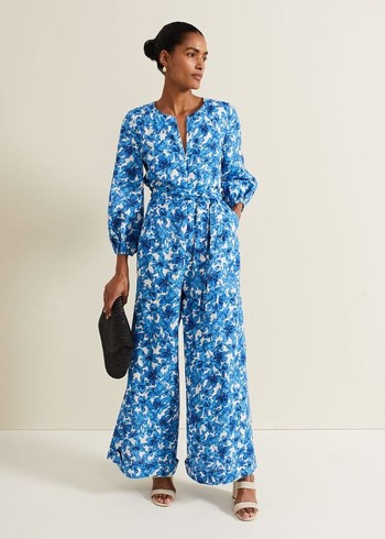 Phase Eight Rosey Floral Zip Dress Blue Canada | CEYLSM-736